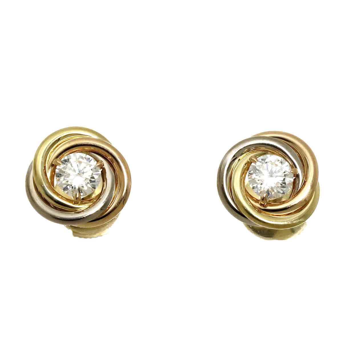 Trinity Diamond Earrings Pierced 18K YG WG PG 750