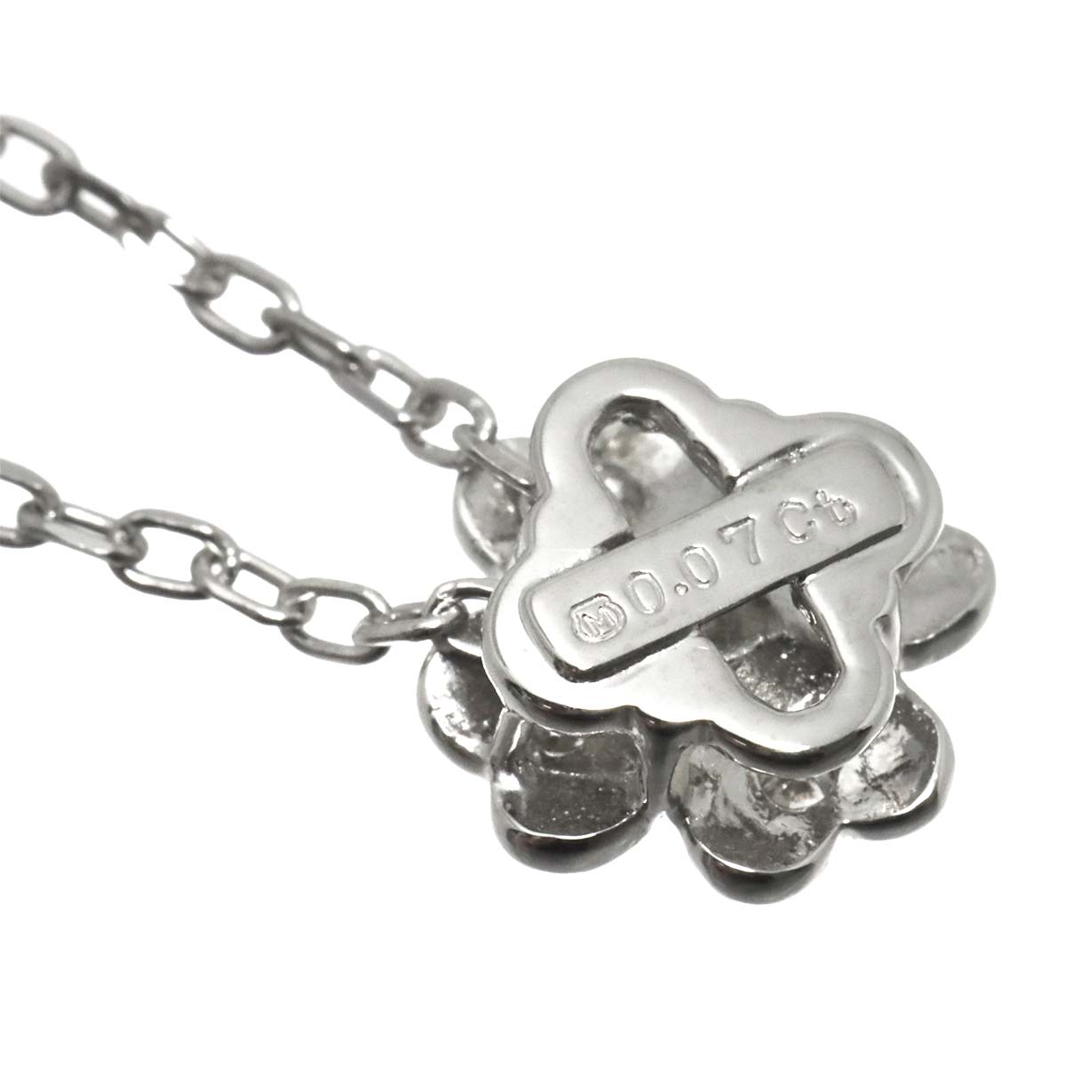 Diamond 0.07ct Clover Necklace 18K White Gold 750
