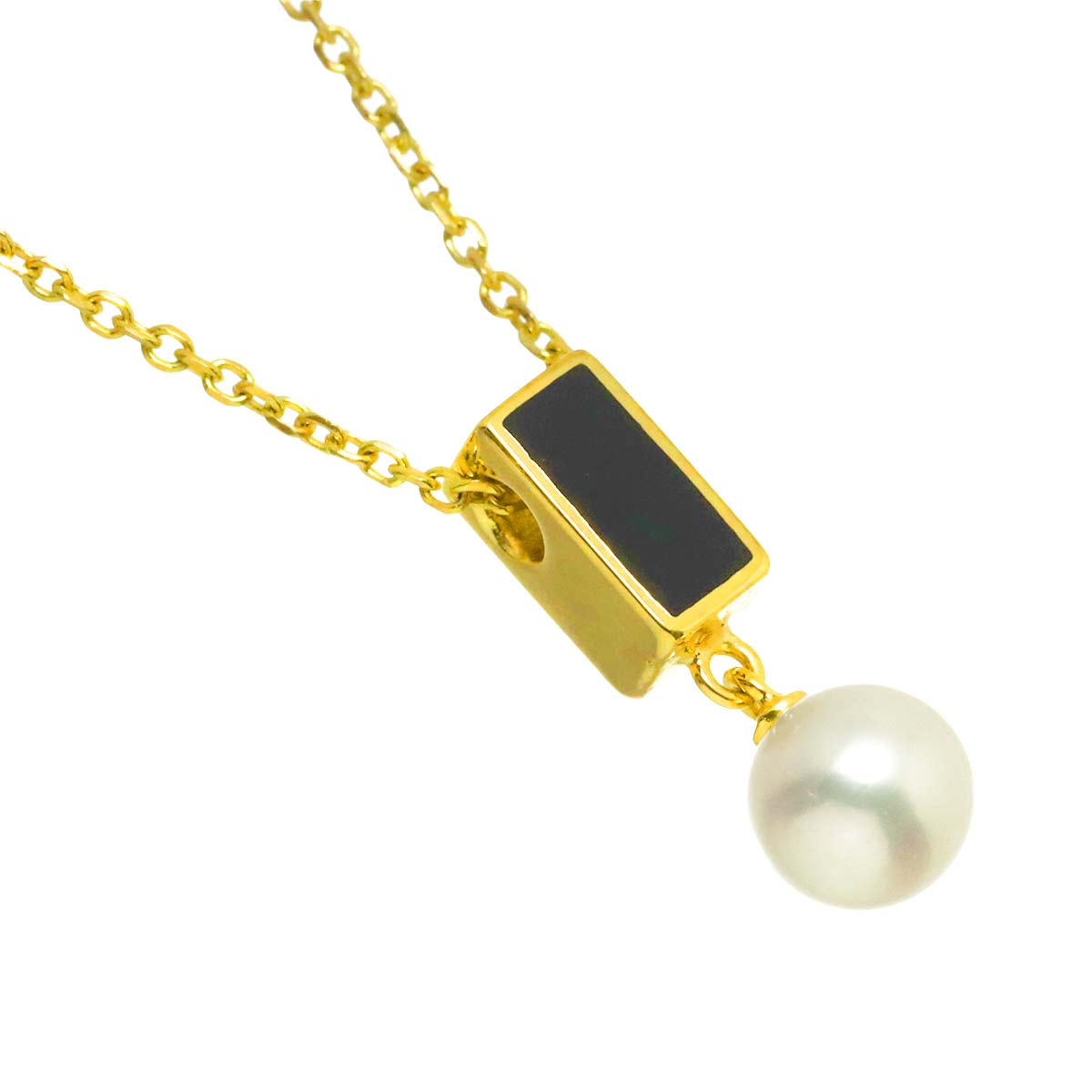 Akoya Pearl 5.9mm Enamel Necklace 18K YG 750
