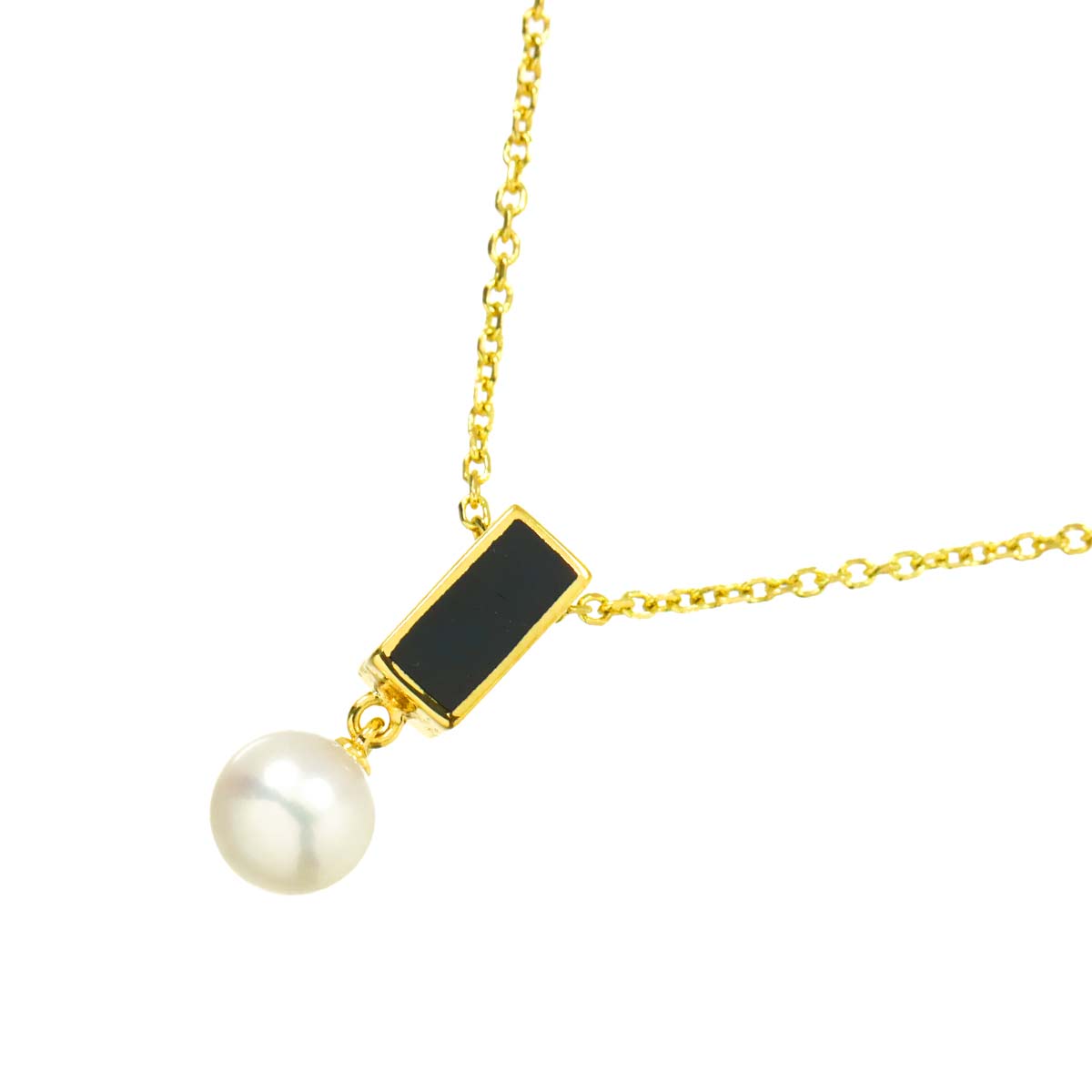 Akoya Pearl 5.9mm Enamel Necklace 18K YG 750