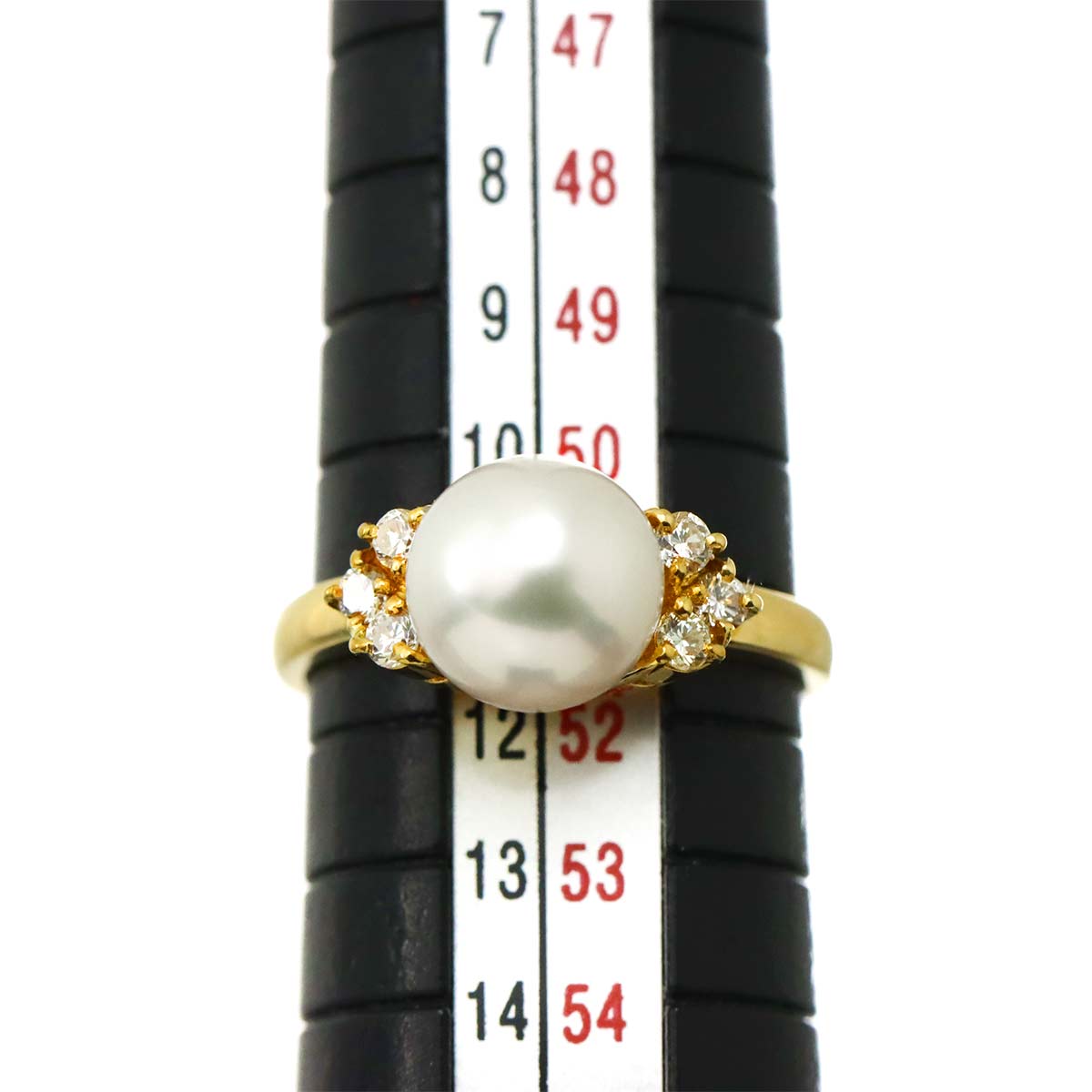 Akoya Pearl 8.2mm Diamond Ring 18K YG 750 Size5.5-5.75(US)