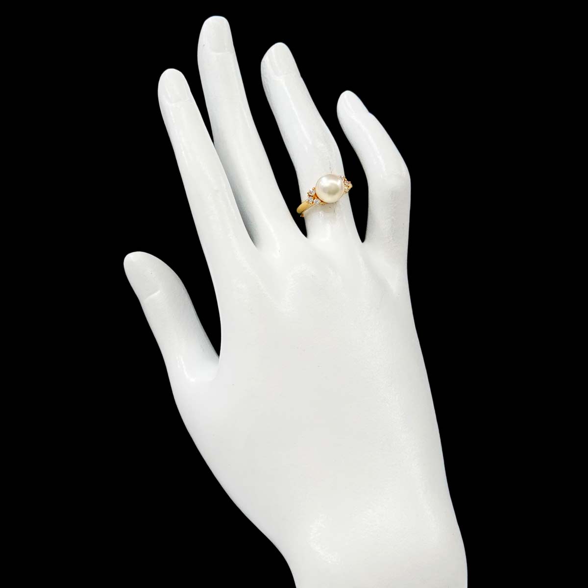 Akoya Pearl 8.2mm Diamond Ring 18K YG 750 Size5.5-5.75(US)