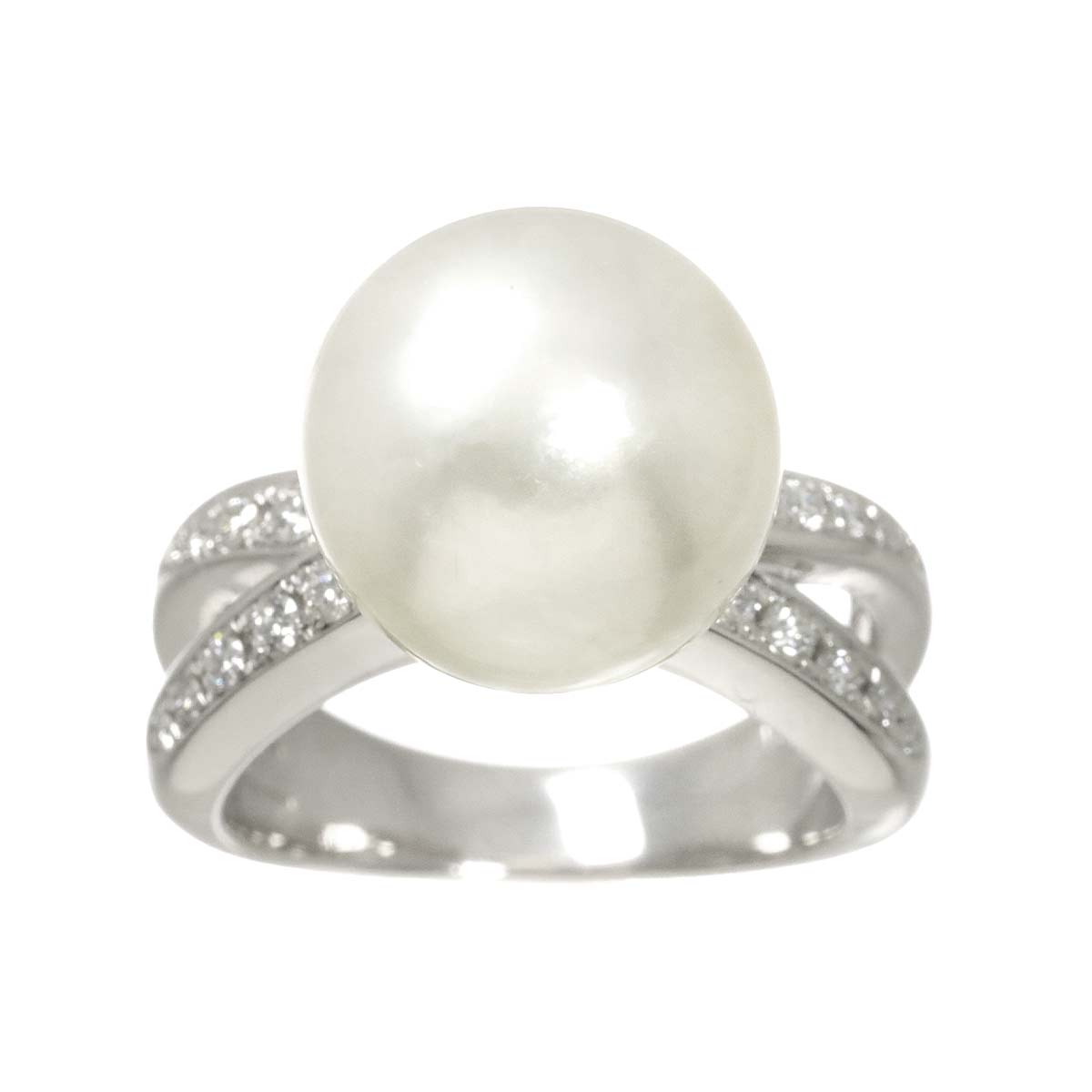 South Sea pearl 12.4mm Diamond 0.26ct Ring Pt size5.5-5.75(US)