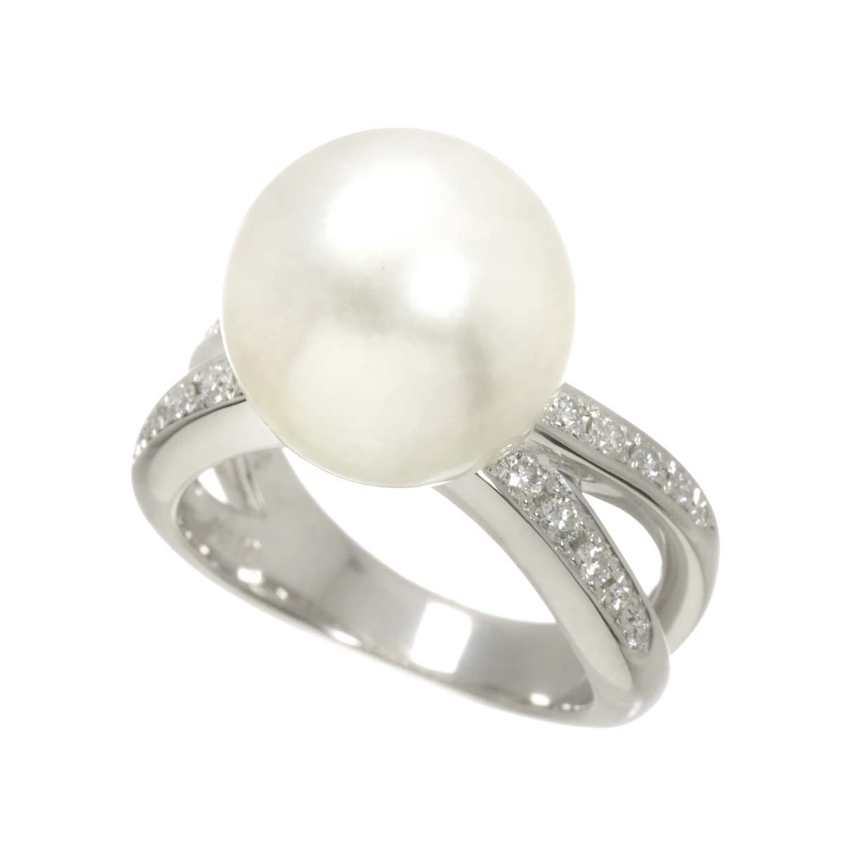 South Sea pearl 12.4mm Diamond 0.26ct Ring Pt size5.5-5.75(US)