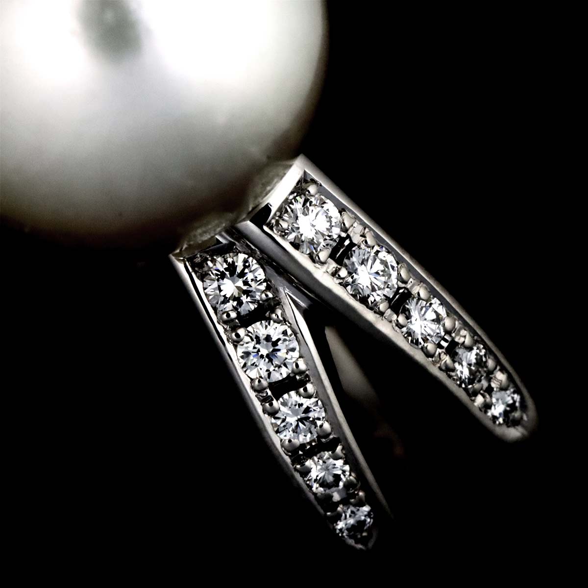 South Sea pearl 12.4mm Diamond 0.26ct Ring Pt size5.5-5.75(US)