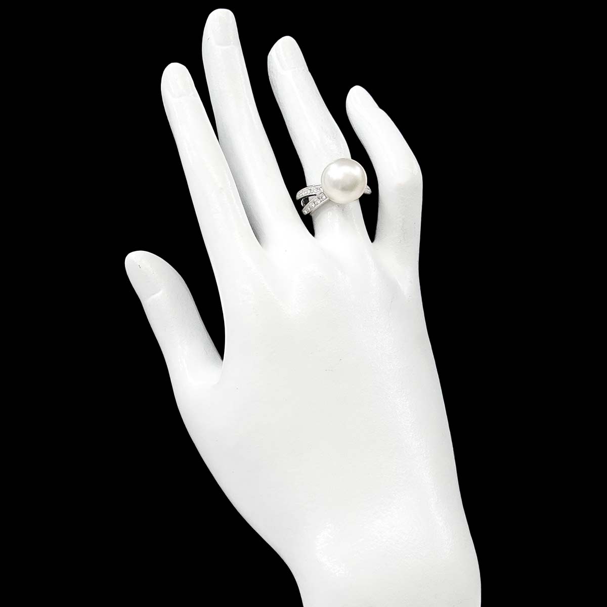 South Sea pearl 12.4mm Diamond 0.26ct Ring Pt size5.5-5.75(US)