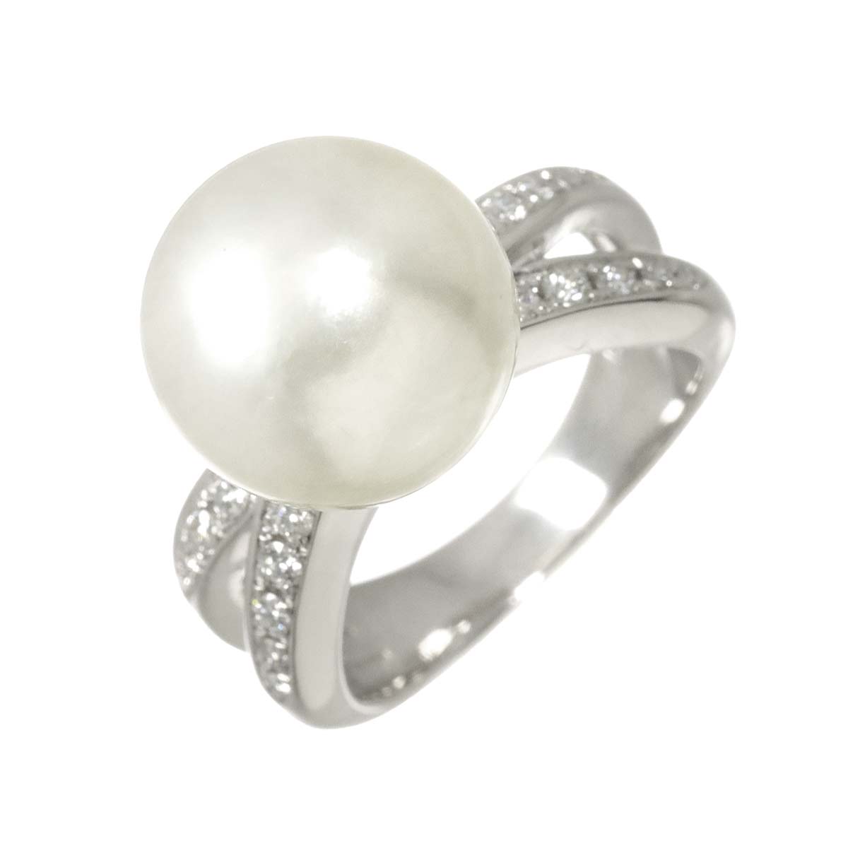 South Sea pearl 12.4mm Diamond 0.26ct Ring Pt size5.5-5.75(US)