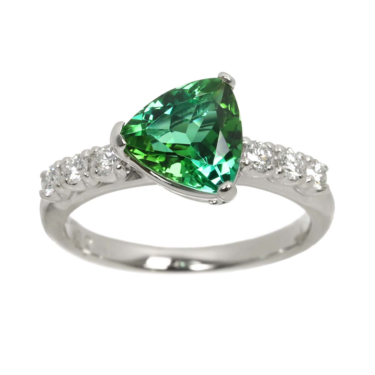 Tourmaline 1.60ct Diamond 0.20ct Ring Platinum Size5.5-5.75(US)
