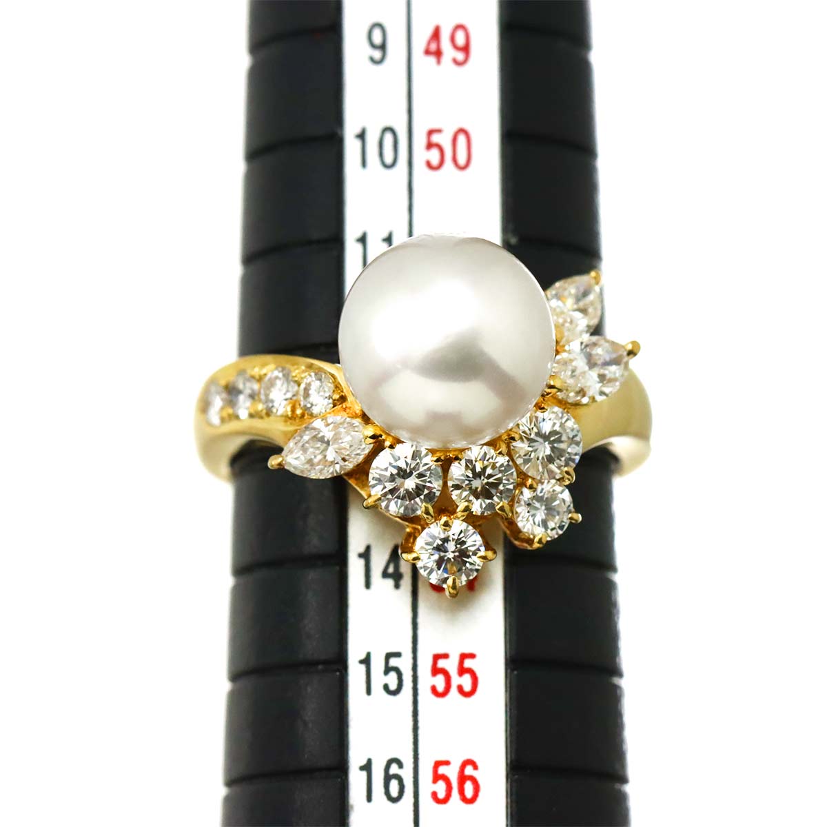 Akoya pearl 9.1mm Diamond 1.03ct Ring 18K YG 750 size 6.25-6.5(US)
