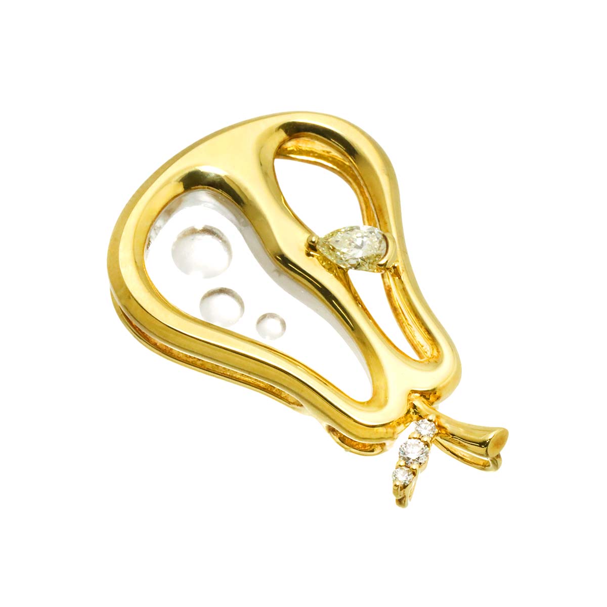 Diamond 0.30/0.06ct Quartz Brooch 18K YG 750