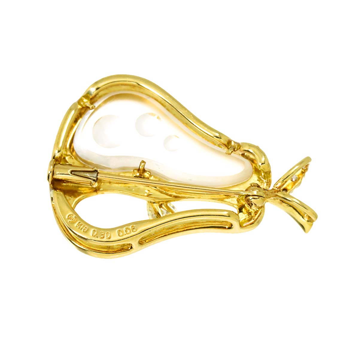 Diamond 0.30/0.06ct Quartz Brooch 18K YG 750