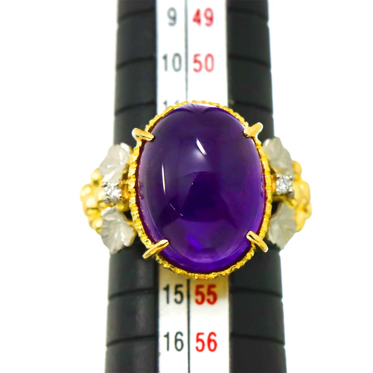 Amethyst Diamond Ring 18K YG 750 Pt size6.25-6.5(US)