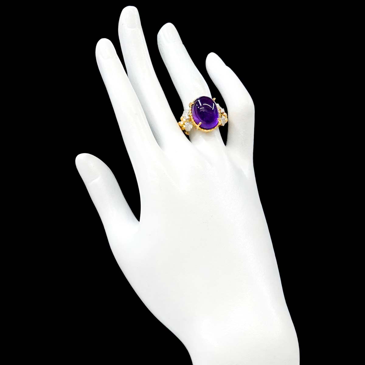 Amethyst Diamond Ring 18K YG 750 Pt size6.25-6.5(US)