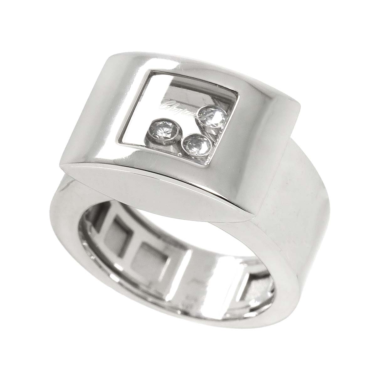 Happy Diamond Ring 18K WG 750 Size6-6.25(US)