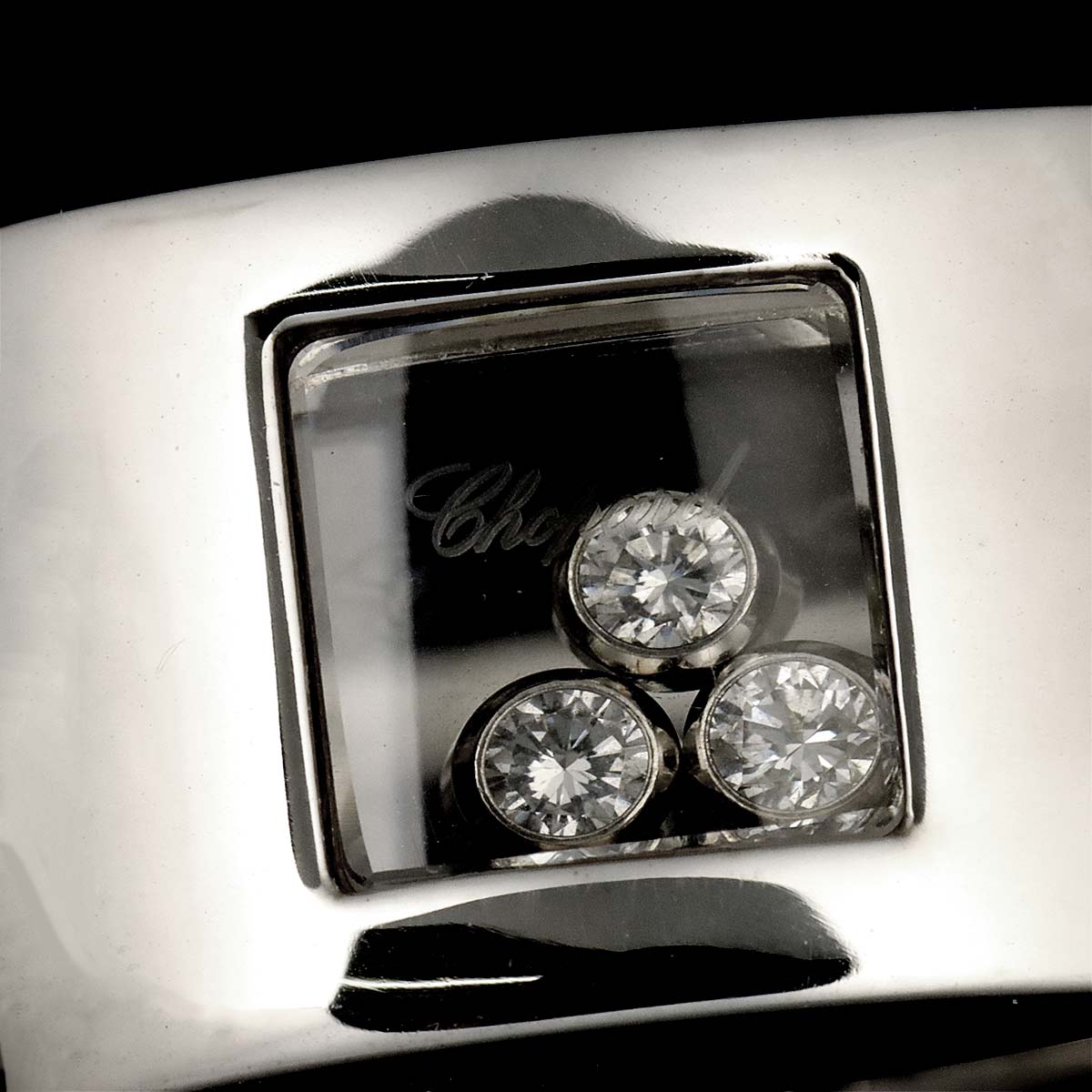 Happy Diamond Ring 18K WG 750 Size6-6.25(US)