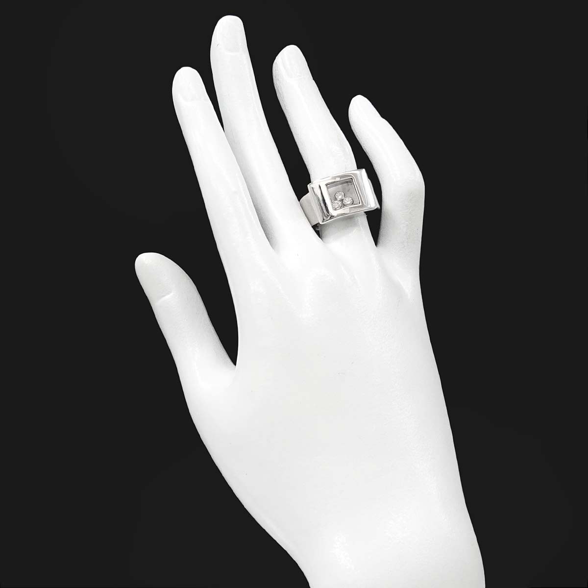 Happy Diamond Ring 18K WG 750 Size6-6.25(US)
