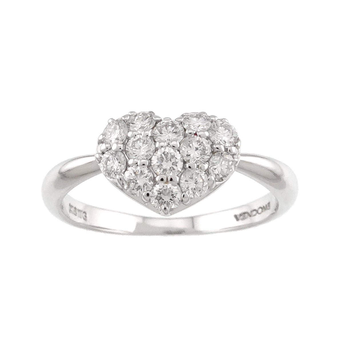 Diamond 0.39ct Heart Ring 18K WG 750 Size4.5(US)