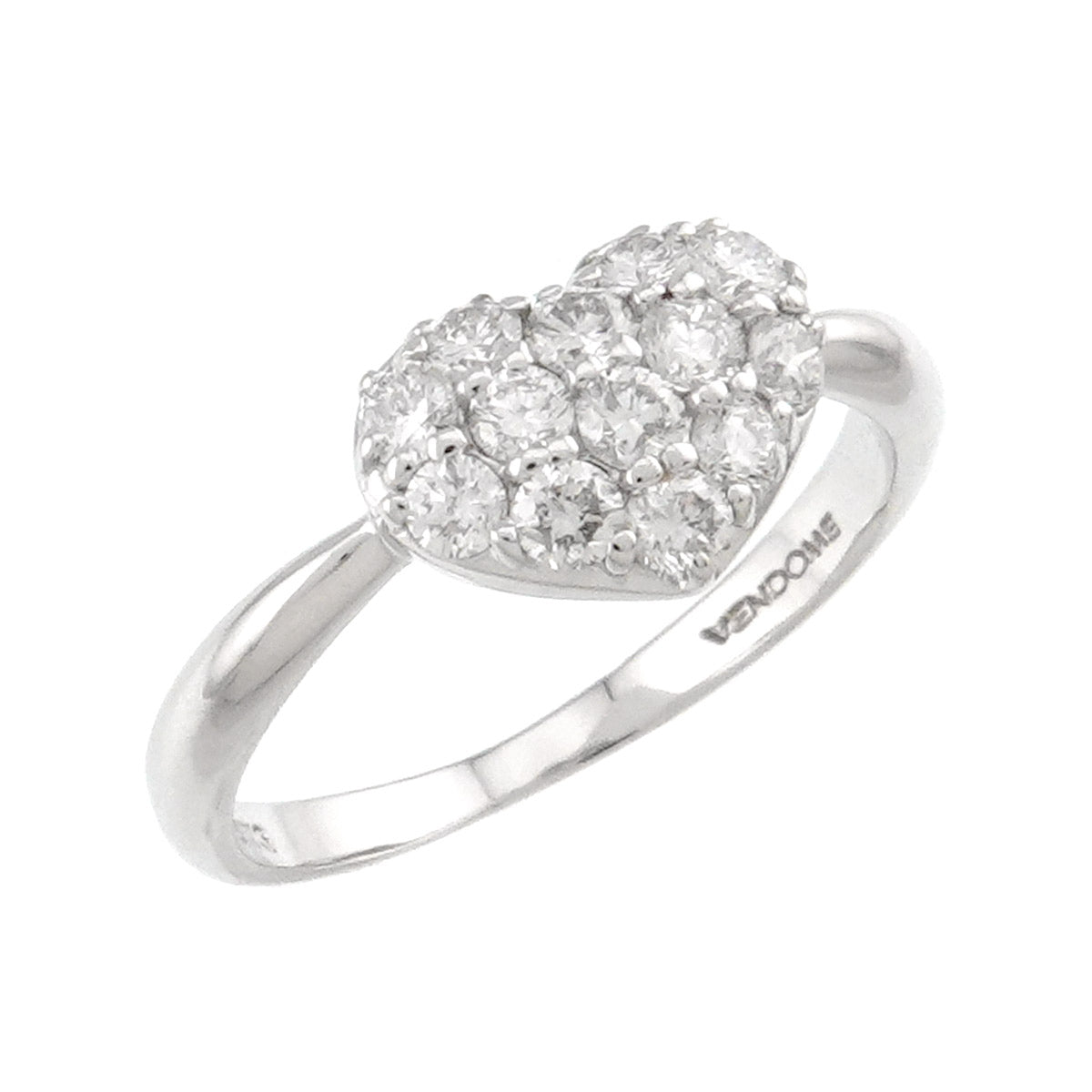 Diamond 0.39ct Heart Ring 18K WG 750 Size4.5(US)