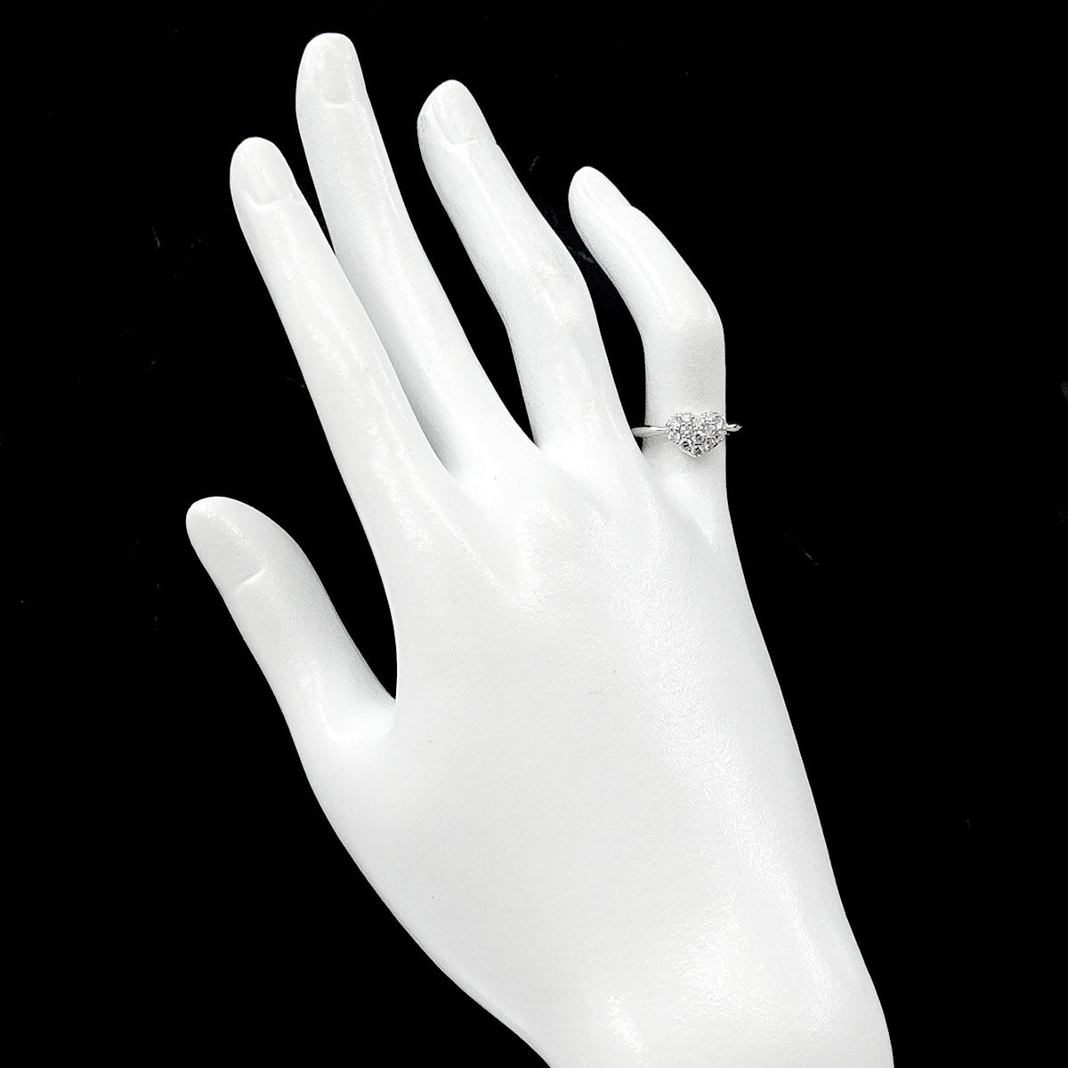 Diamond 0.39ct Heart Ring 18K WG 750 Size4.5(US)