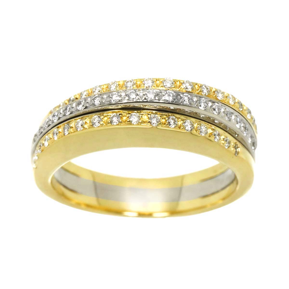 Diamond 0.37ct Ring 18K YG WG 750 size7.25(US)