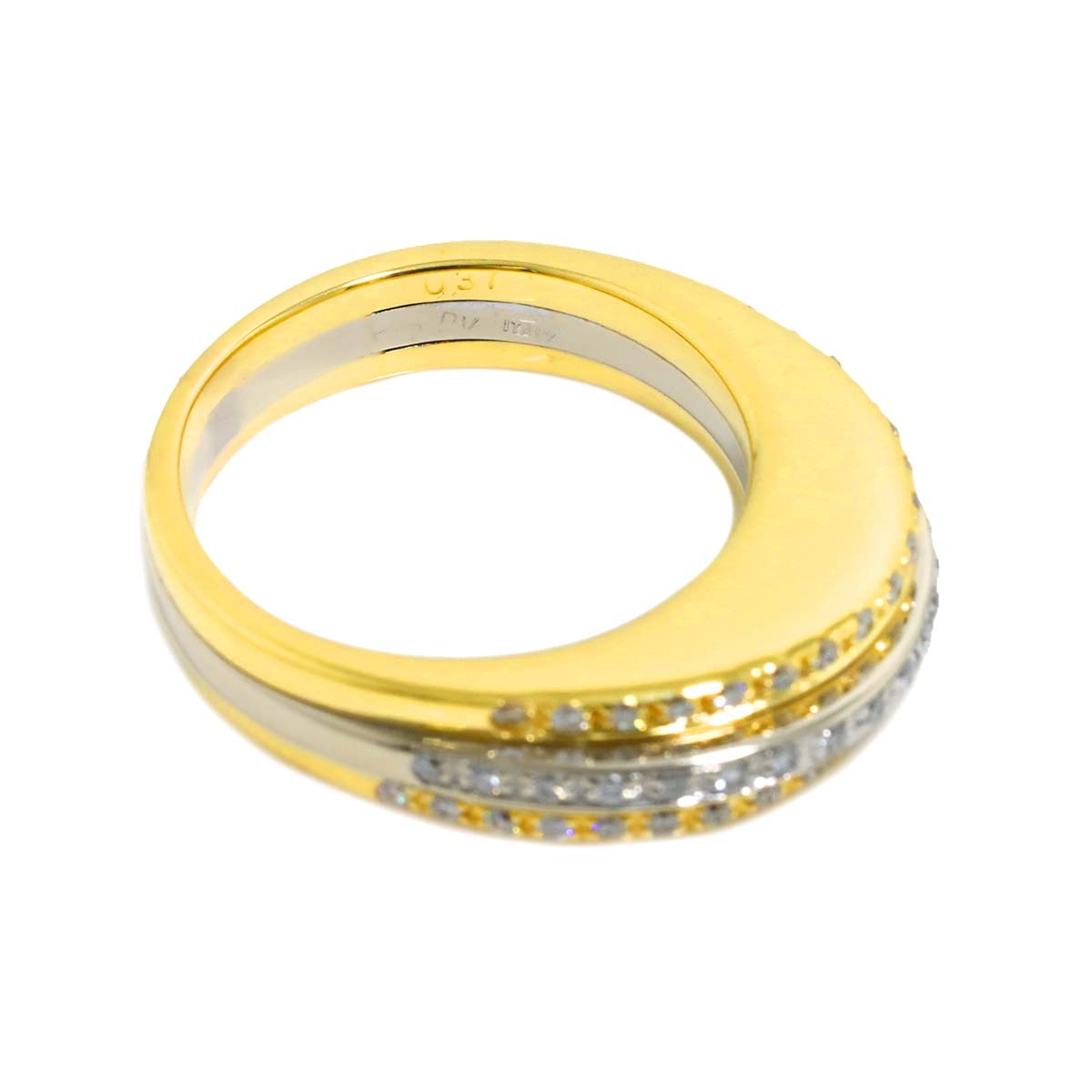 Diamond 0.37ct Ring 18K YG WG 750 size7.25(US)