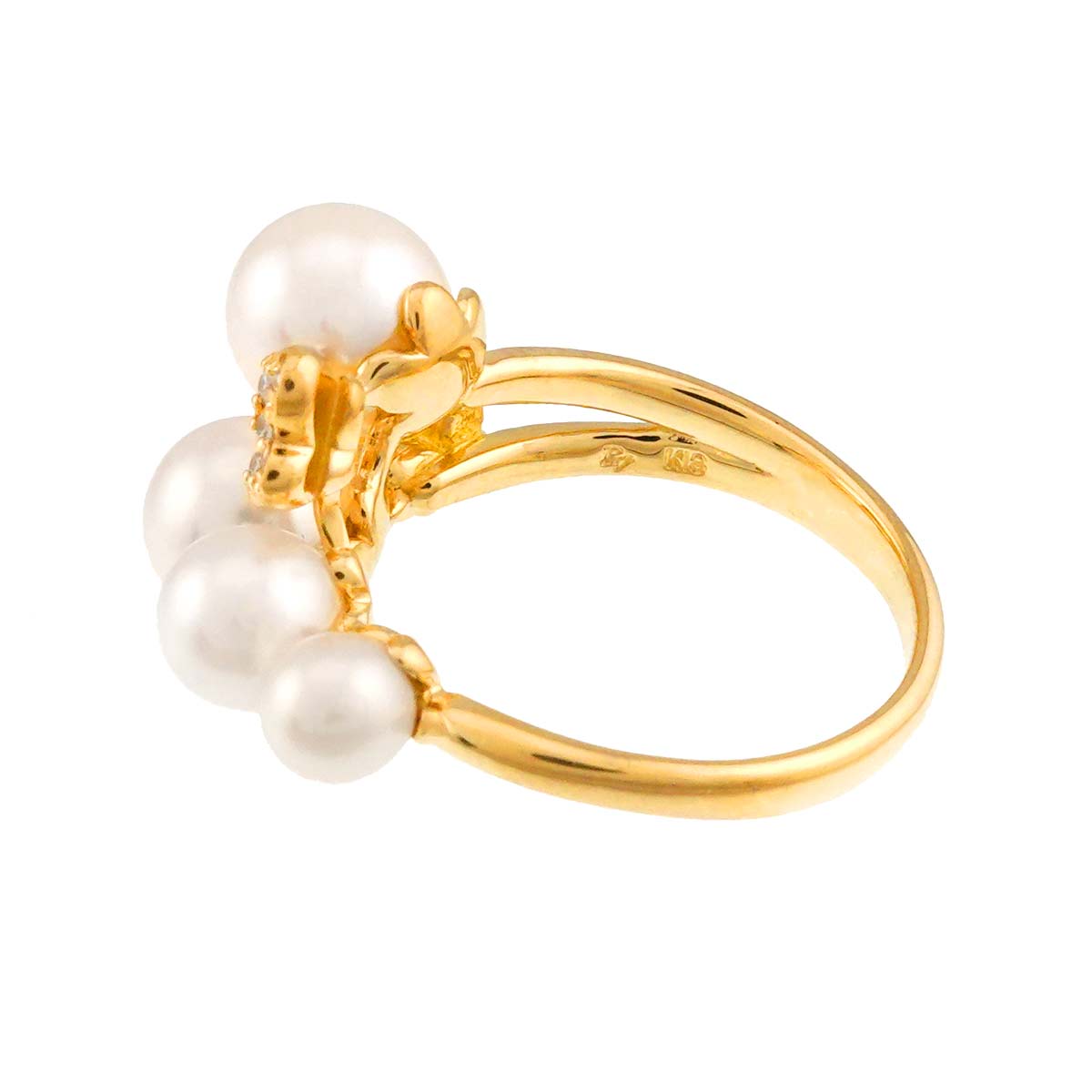 Akoya Pearl 7.2-4.3mm Diamond 0.14ct Ring 18K YG 6(US)