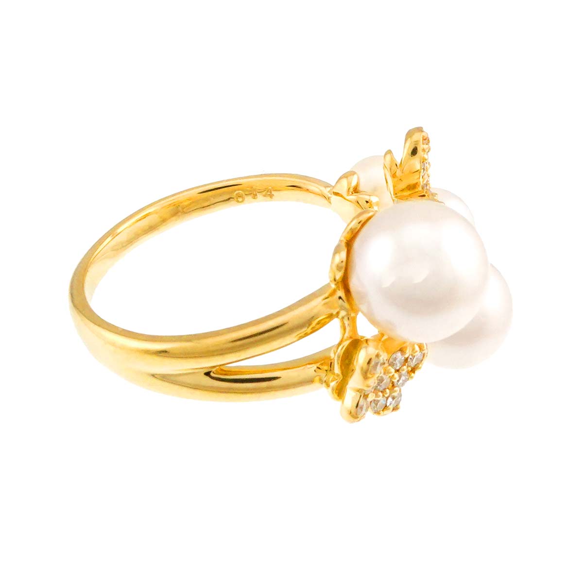 Akoya Pearl 7.2-4.3mm Diamond 0.14ct Ring 18K YG 6(US)