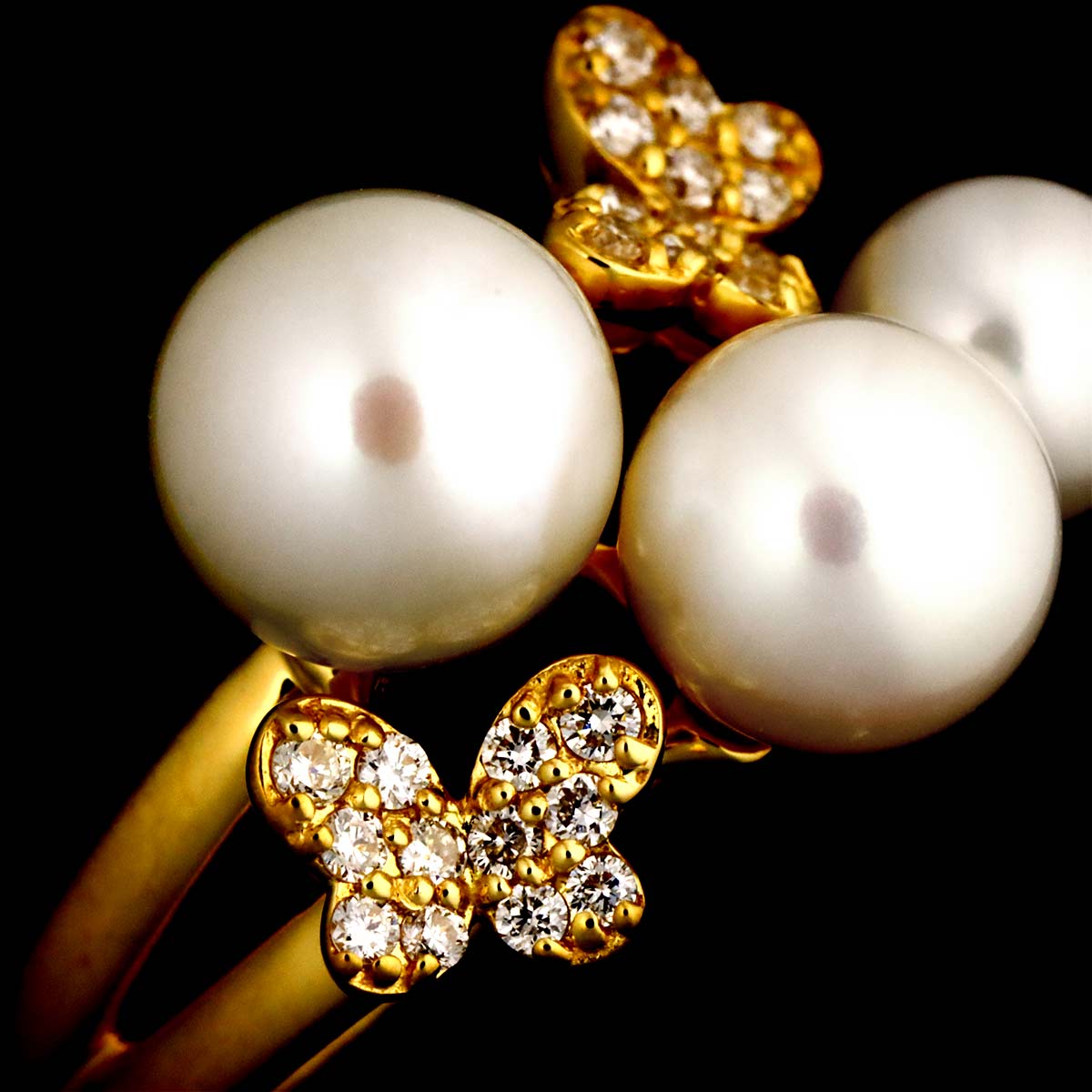 Akoya Pearl 7.2-4.3mm Diamond 0.14ct Ring 18K YG 6(US)