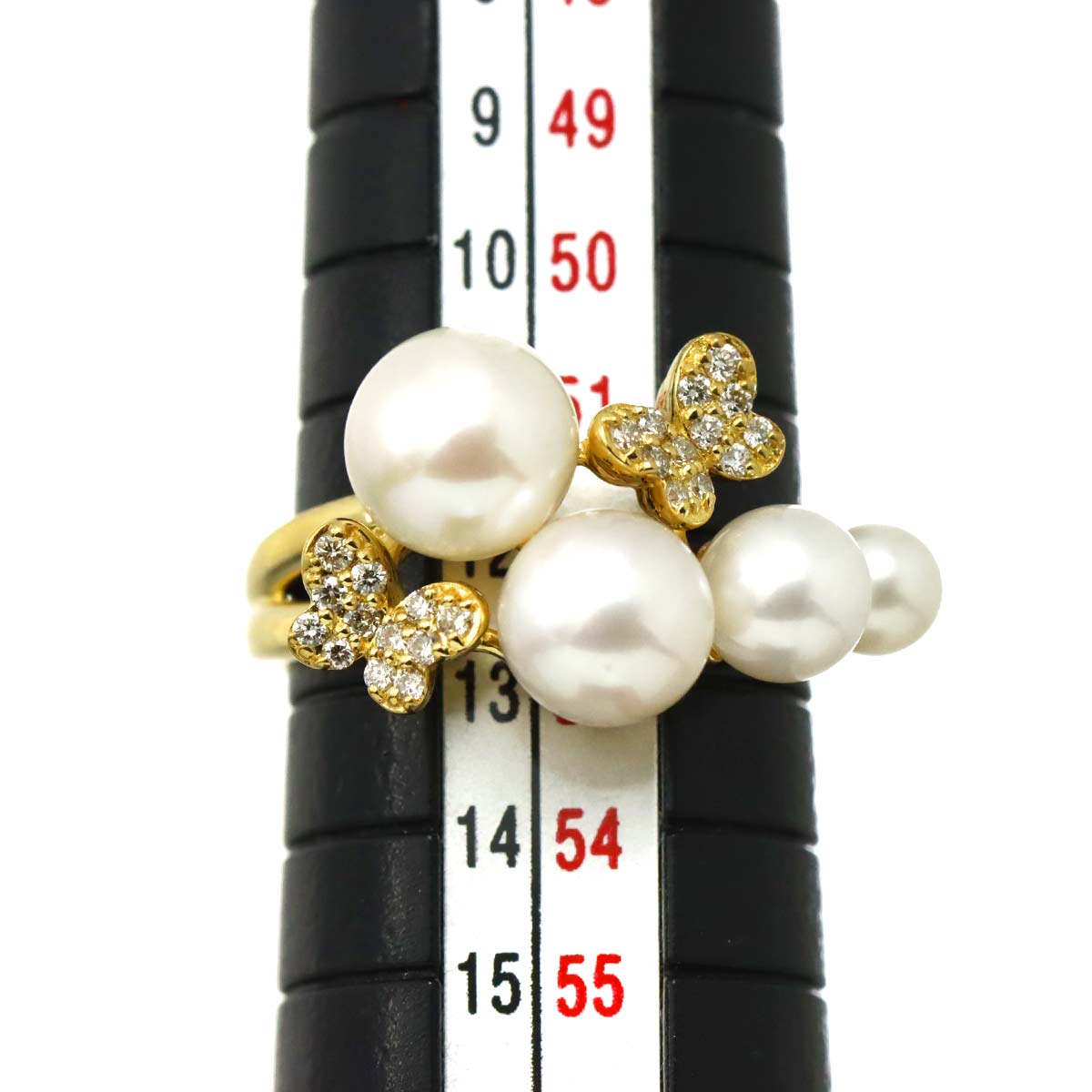 Akoya Pearl 7.2-4.3mm Diamond 0.14ct Ring 18K YG 6(US)