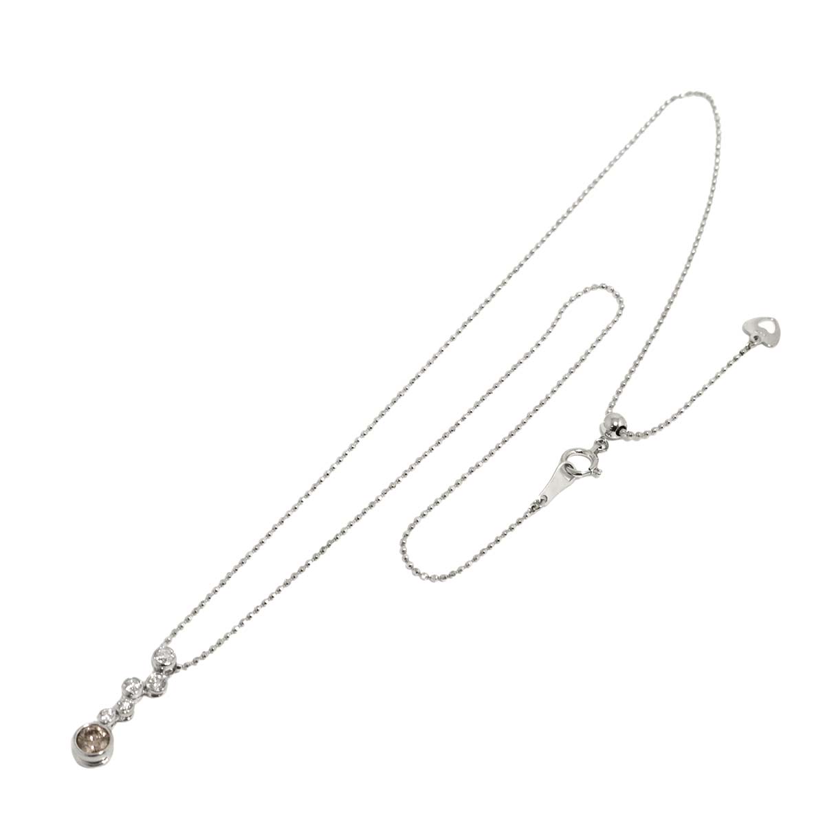 Brown Diamond 0.30ct Diamond 0.20ct Necklace Platinum