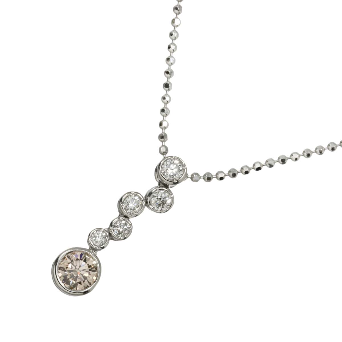 Brown Diamond 0.30ct Diamond 0.20ct Necklace Platinum