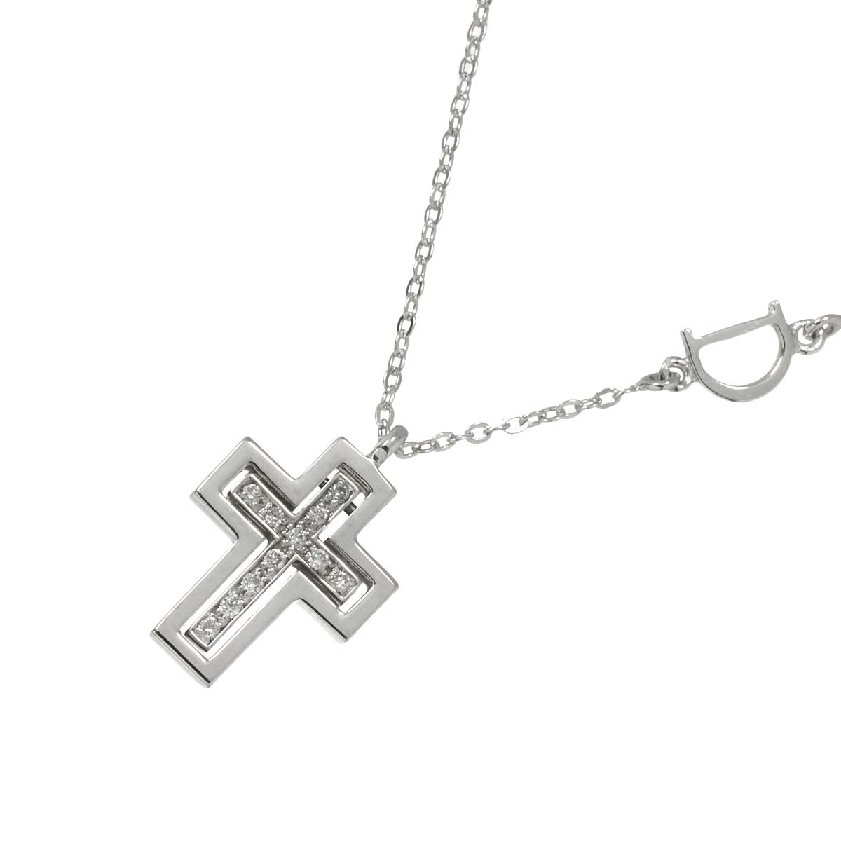 Belle Epoque Mini Diamond Cross Necklace 18K WG 750