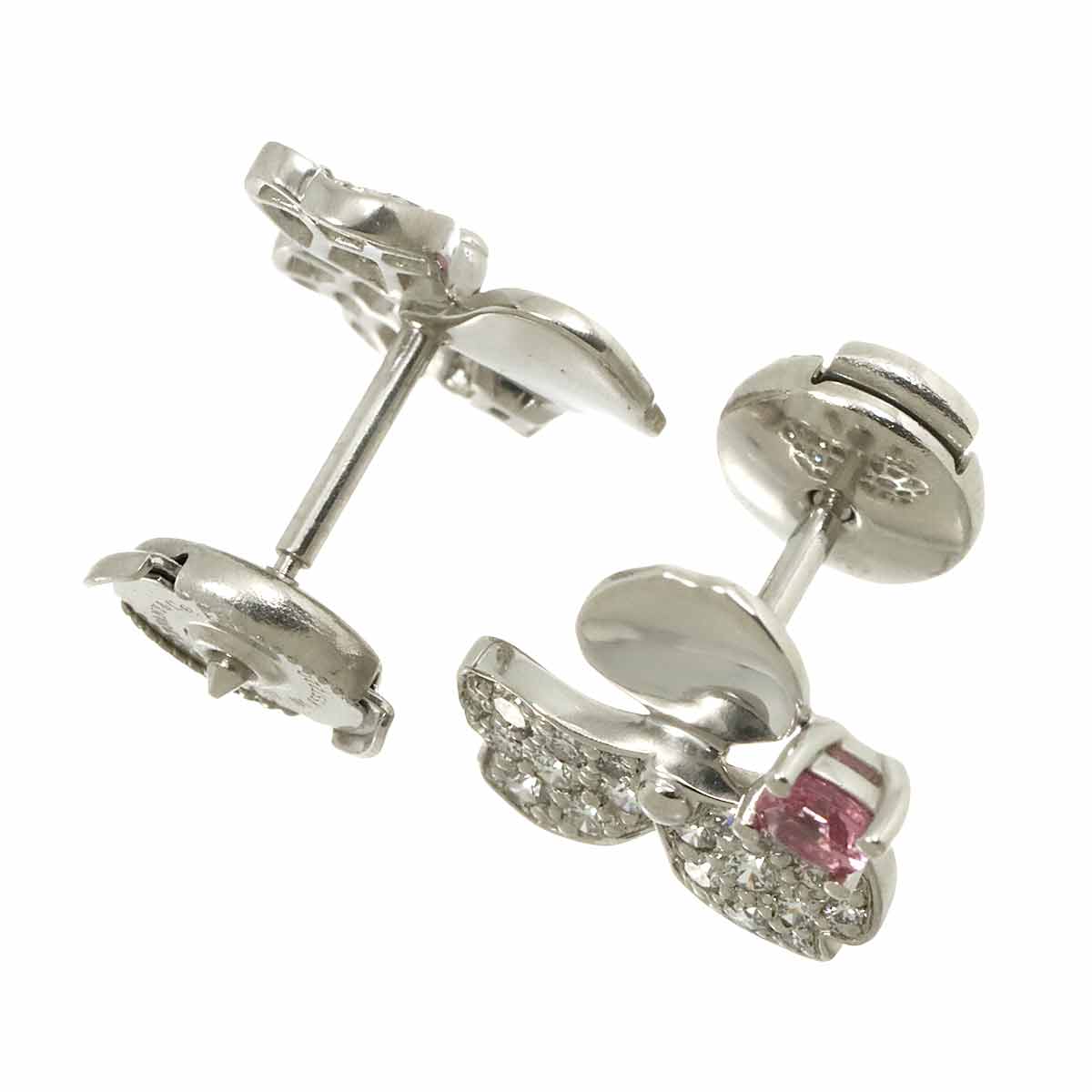 Paper flower Tourmaline Diamond Earrings Pierced Pt Platinum