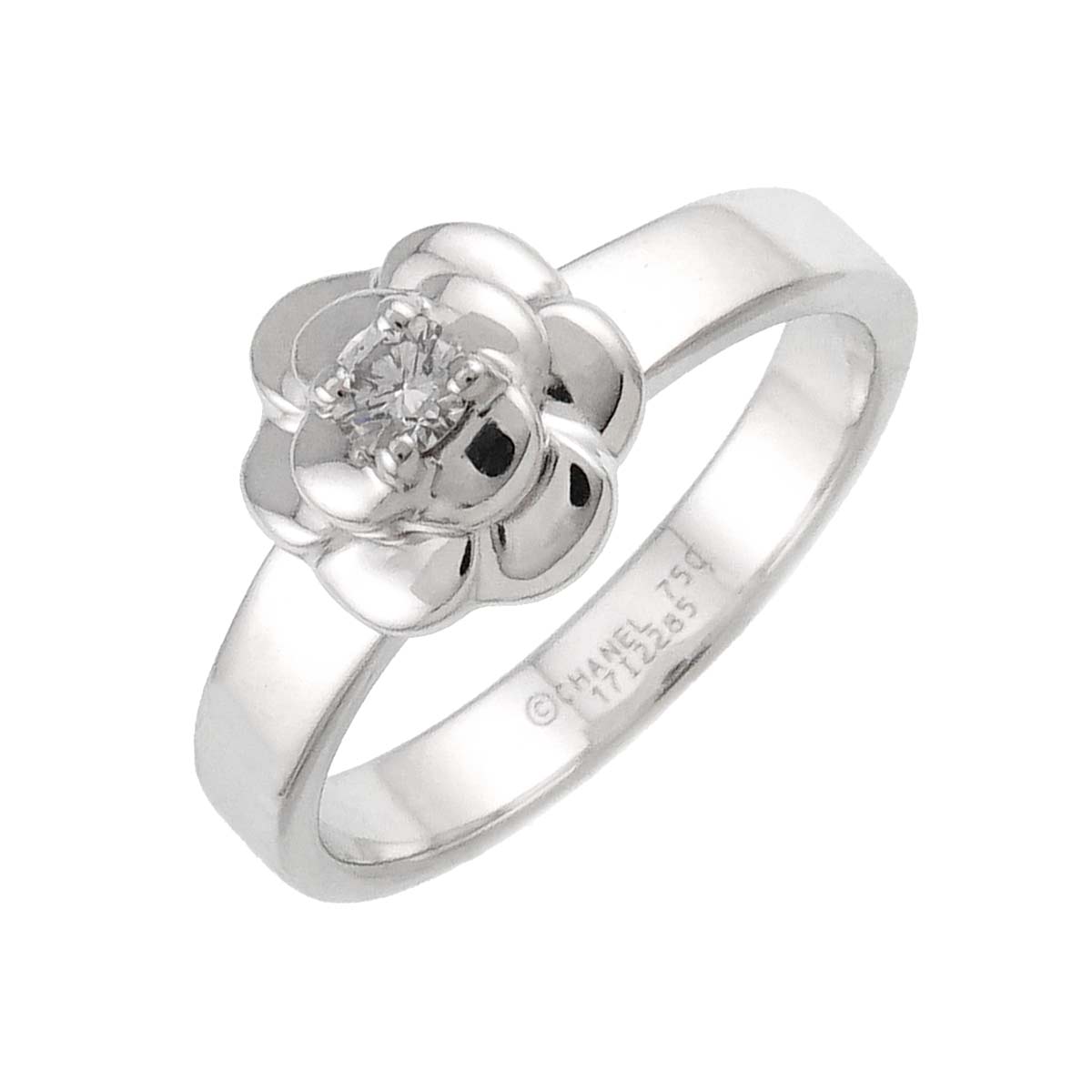 Camellia Diamond Ring 18K White Gold 750 size6.25-6.5(US)
