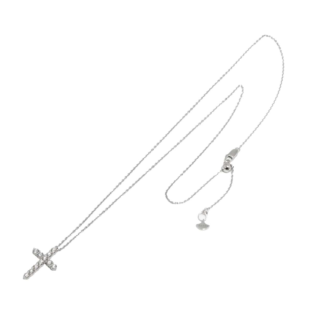 Cross Mini Diamond Necklace 18K WG 750