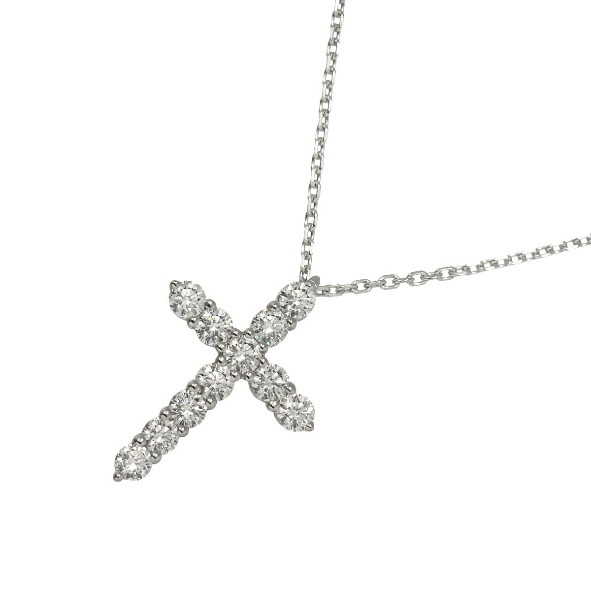 Cross Mini Diamond Necklace 18K WG 750