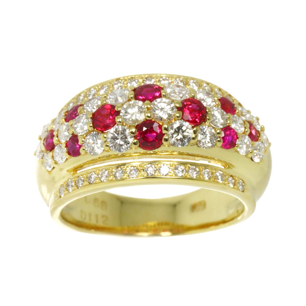 Ruby 0.68ct Diamond 1.12ct Ring 18K YG size5.75-6(US)