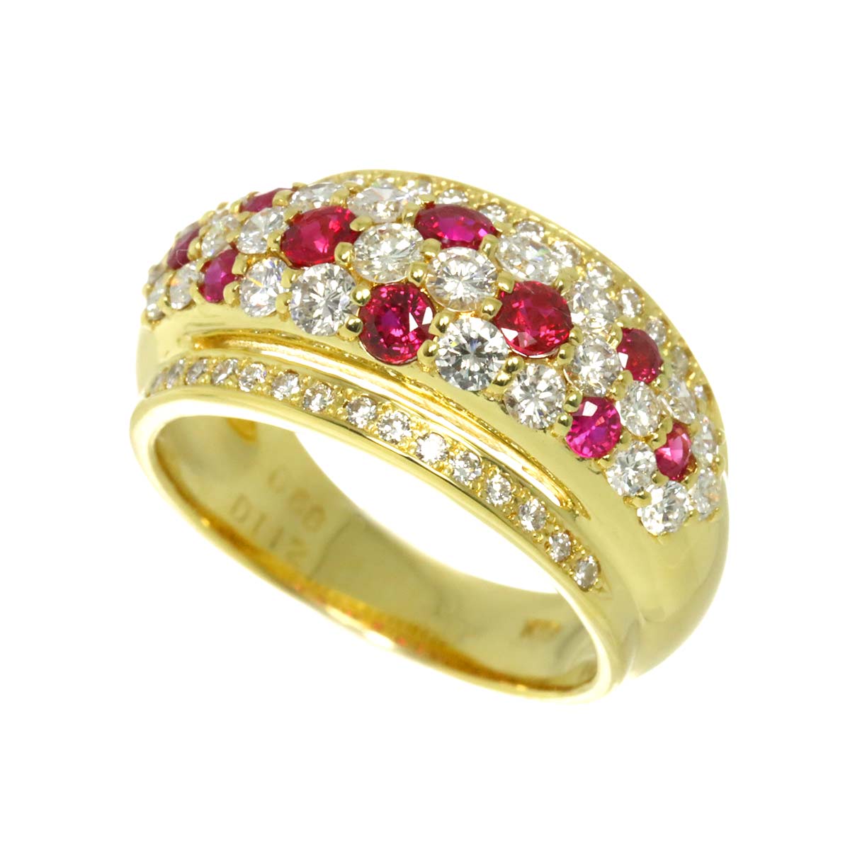 Ruby 0.68ct Diamond 1.12ct Ring 18K YG size5.75-6(US)