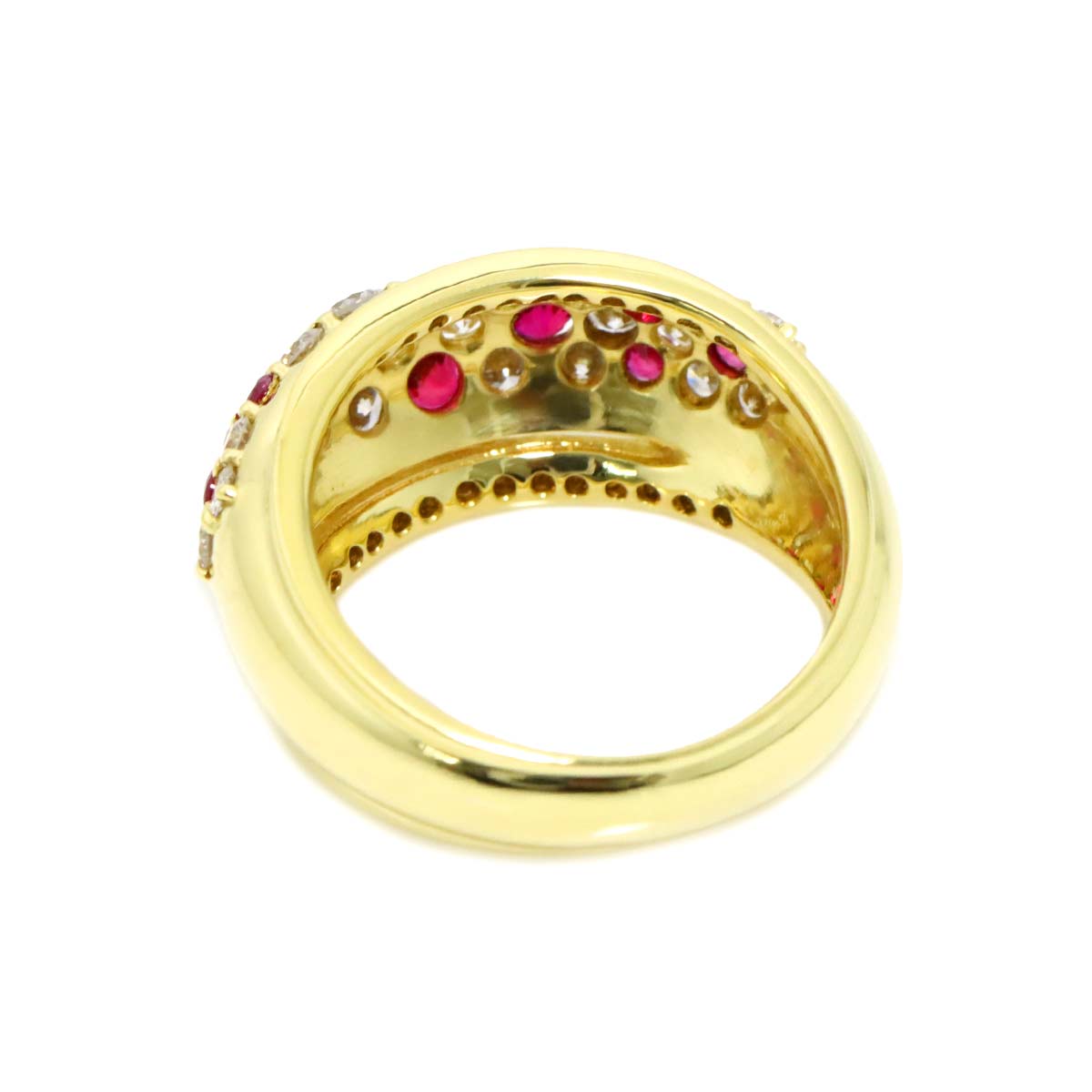 Ruby 0.68ct Diamond 1.12ct Ring 18K YG size5.75-6(US)
