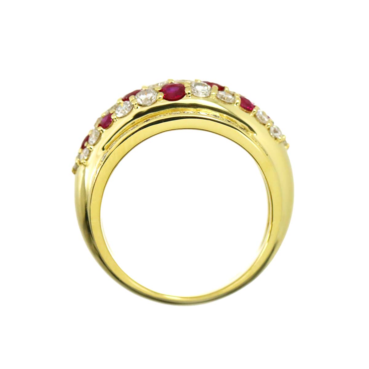 Ruby 0.68ct Diamond 1.12ct Ring 18K YG size5.75-6(US)