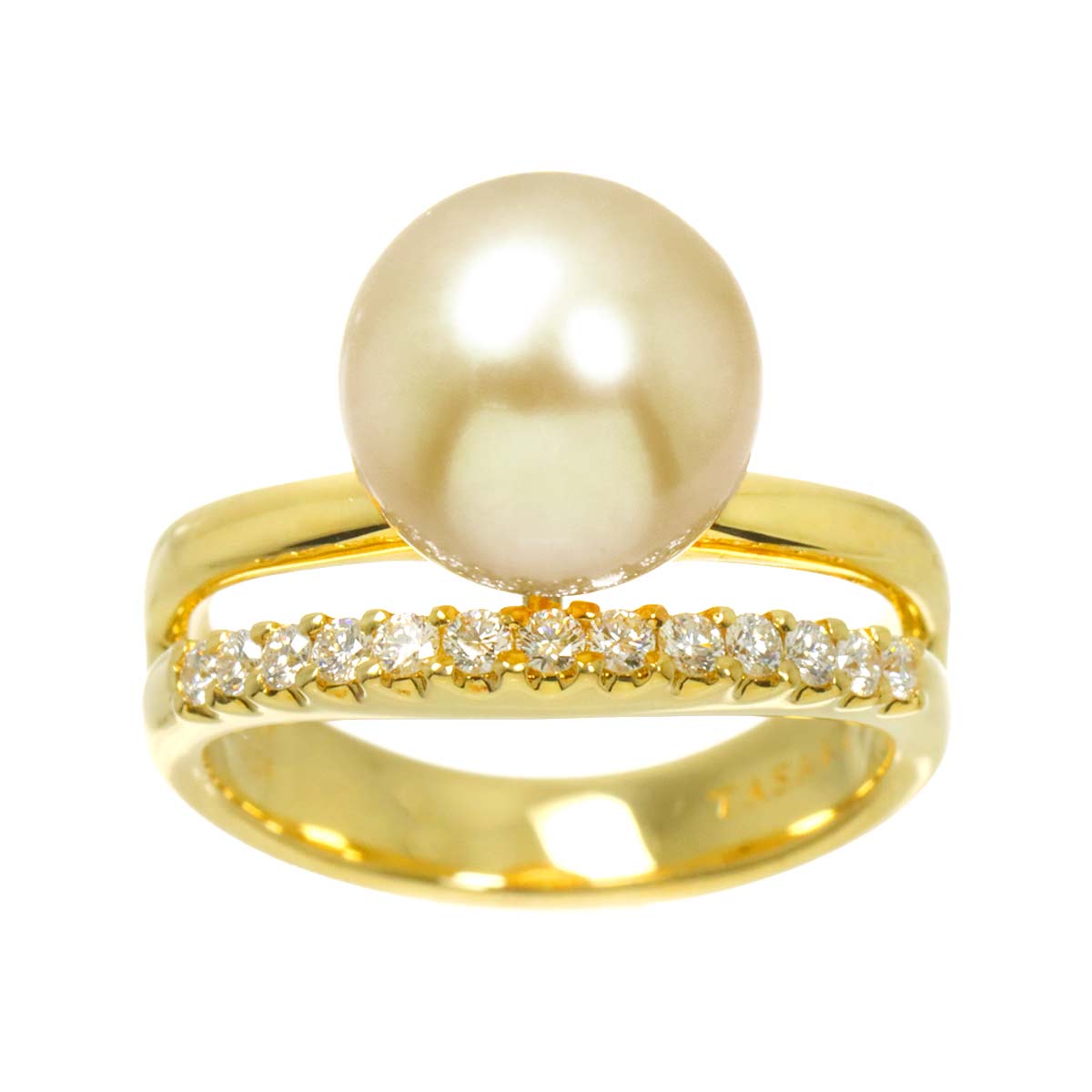 South Sea pearl 10.2mm Diamond 0.24ct Ring 18K YG 750 size 6(US)
