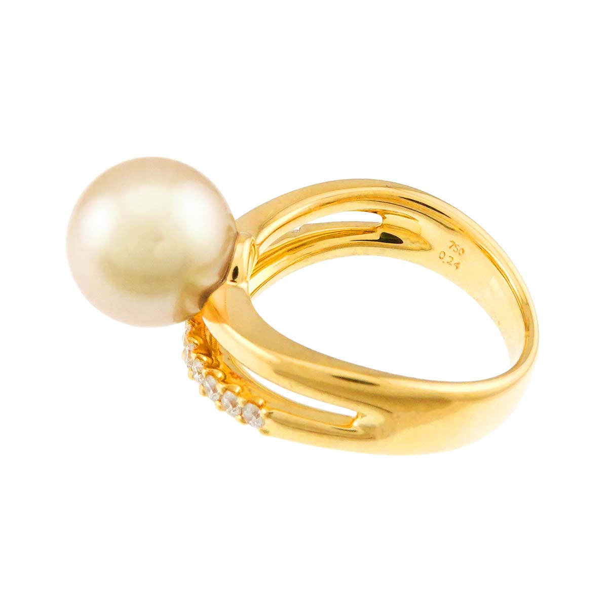 South Sea pearl 10.2mm Diamond 0.24ct Ring 18K YG 750 size 6(US)