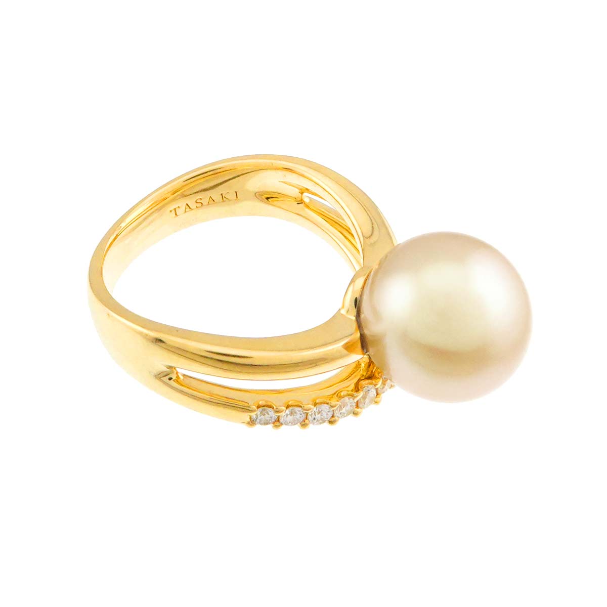 South Sea pearl 10.2mm Diamond 0.24ct Ring 18K YG 750 size 6(US)