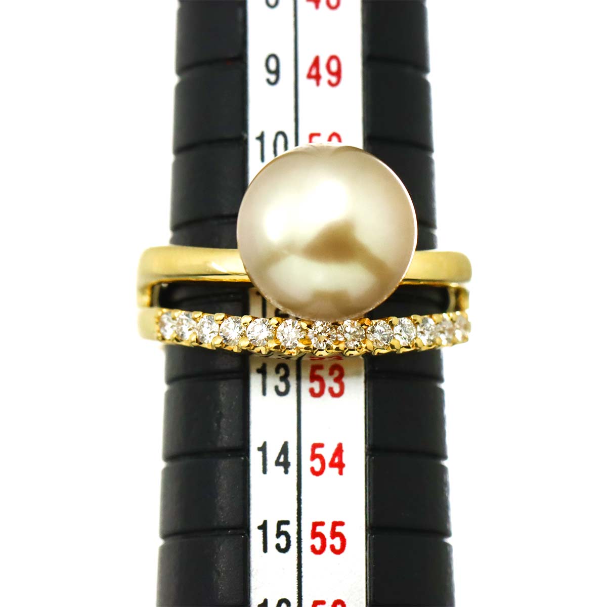 South Sea pearl 10.2mm Diamond 0.24ct Ring 18K YG 750 size 6(US)