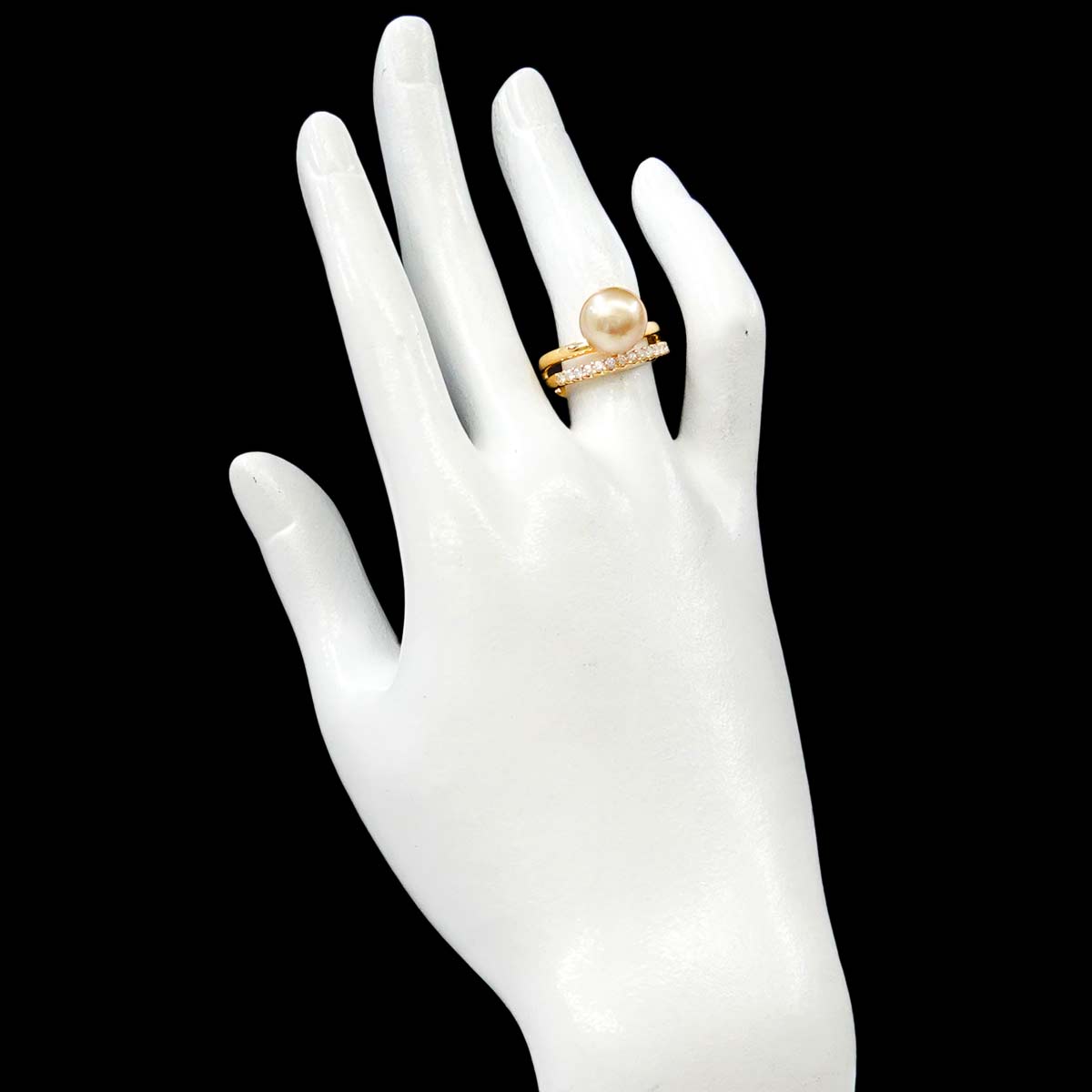 South Sea pearl 10.2mm Diamond 0.24ct Ring 18K YG 750 size 6(US)
