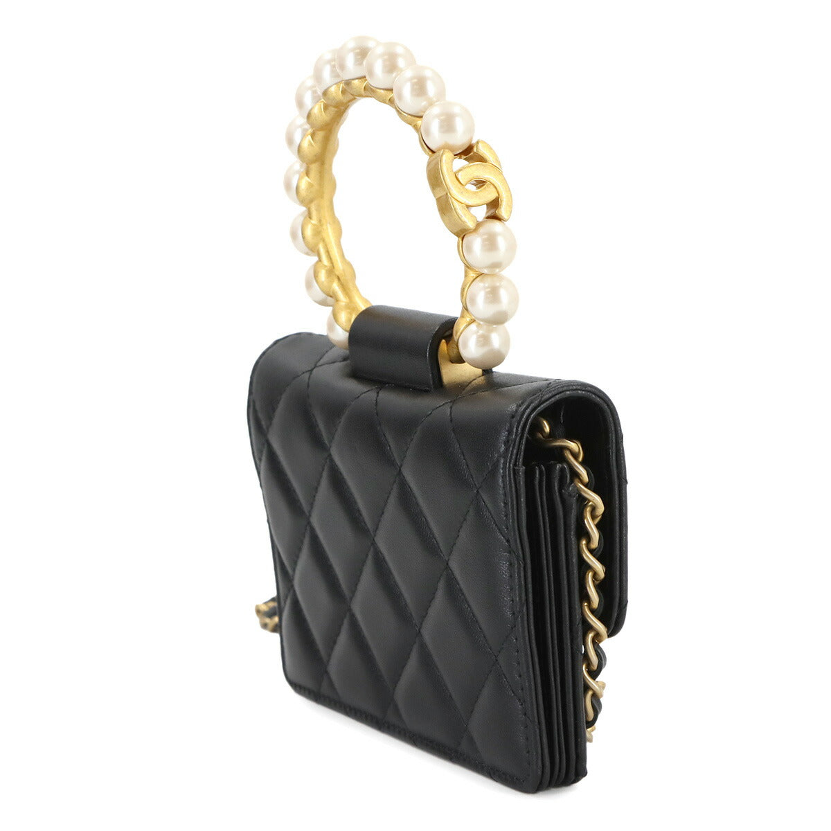 Mini Matelasse Faux Hand Shoulder Bag Leather Black AP2274