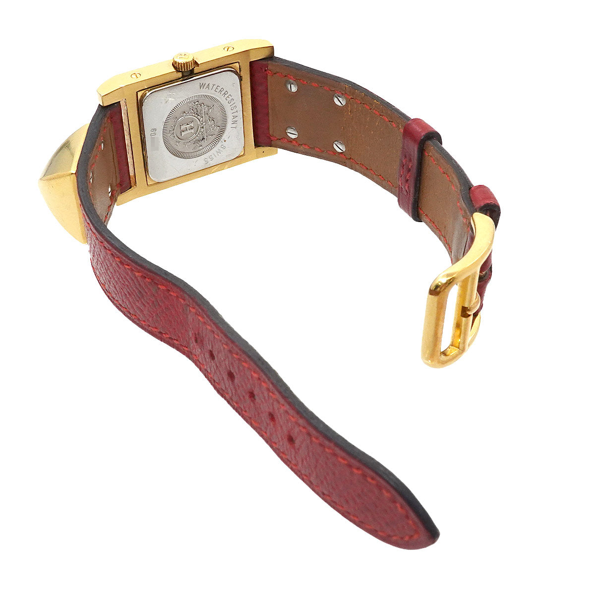 Medor Vintage pyramid Gold studs Quartz White Dial Ladies