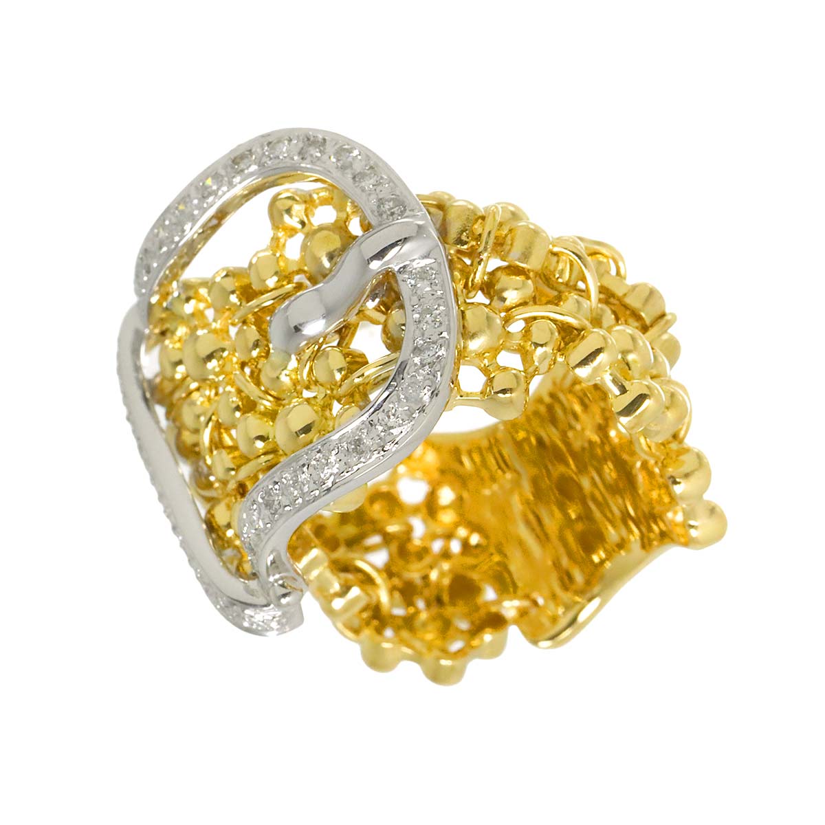 Diamond 0.30ct Ring 18K YG WG Yellow White Gold 750 7.25(US)