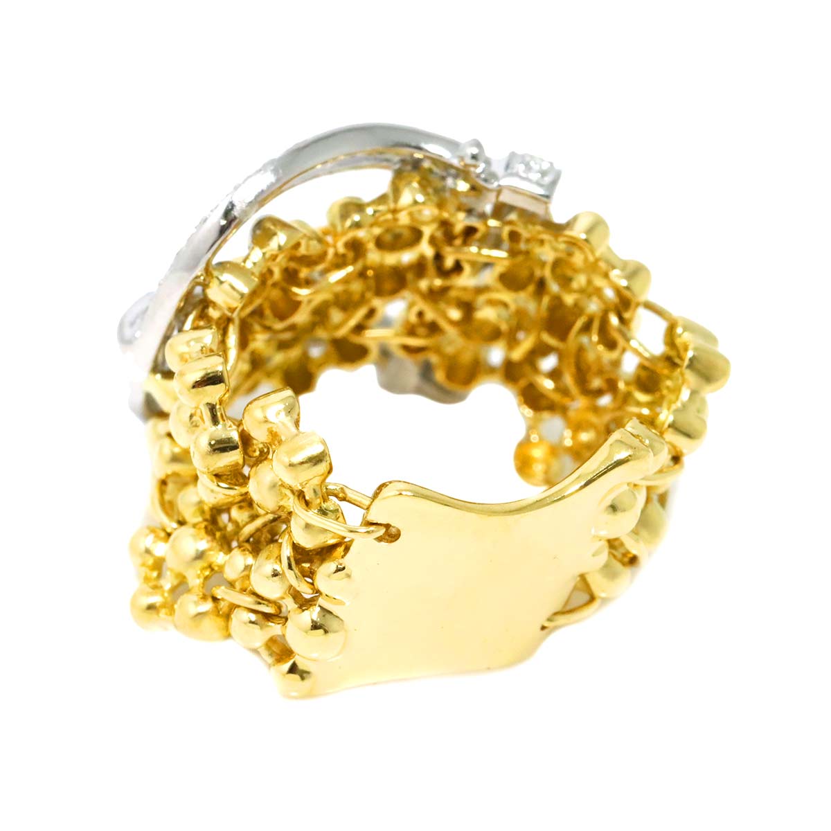 Diamond 0.30ct Ring 18K YG WG Yellow White Gold 750 7.25(US)