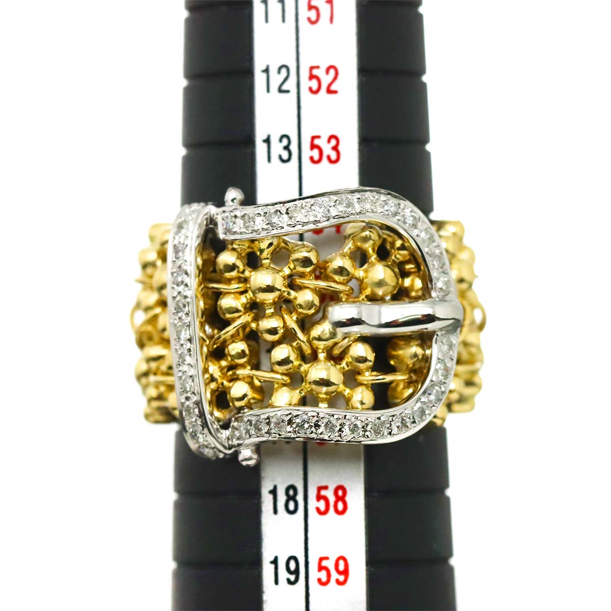 Diamond 0.30ct Ring 18K YG WG Yellow White Gold 750 7.25(US)